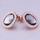 Rose Gold Zirconia Drop Stud Earrings L95