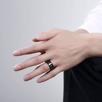 Stainless Steel Band Wedding Ring Black Men's Unisex Roman Numbers B426