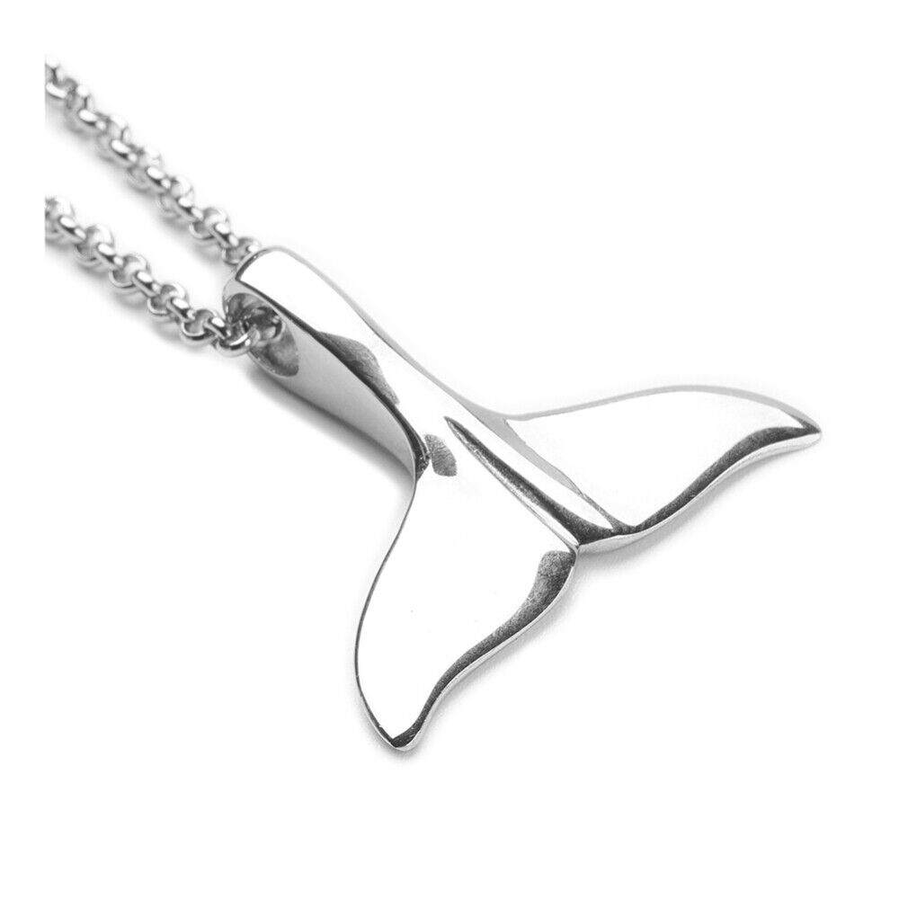 Stainless Steel Pendant Necklaces Pendant Lobster Clasps Whale Tail 21.6" P370