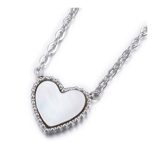 304 Stainless Steel Pendant Necklaces Shell Heart Silver 15.7'' 40cm Z572