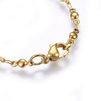 304 Stainless Steel Charm Bracelet Lobster Anchor Gold 8.2" 3mm  A85