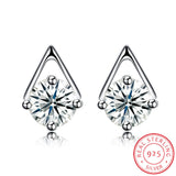 Sterling Silver Plated  Earrings  Stud AAA Zirconia  Push Back Clasp L814