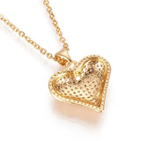 Stainless Steel Pendant Necklace Cubic Zirconia Pendants Heart Gold 17" Z442