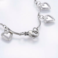 304 Stainless Steel Charm Bracelet Lobster Heart Silver Color 8.2" 2.5mm  A66