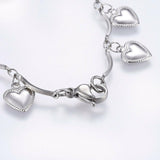 304 Stainless Steel Charm Bracelet Lobster Heart Silver Color 8.2" 2.5mm  A66