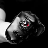 Stainless Steel Antique Gothic Biker Tribal Ring Black Red  Men's Unisex B208