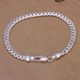 Women Sterling Silver Plated Link Snake Cahin Bracelet 8 Inches 6MM Lobster L61