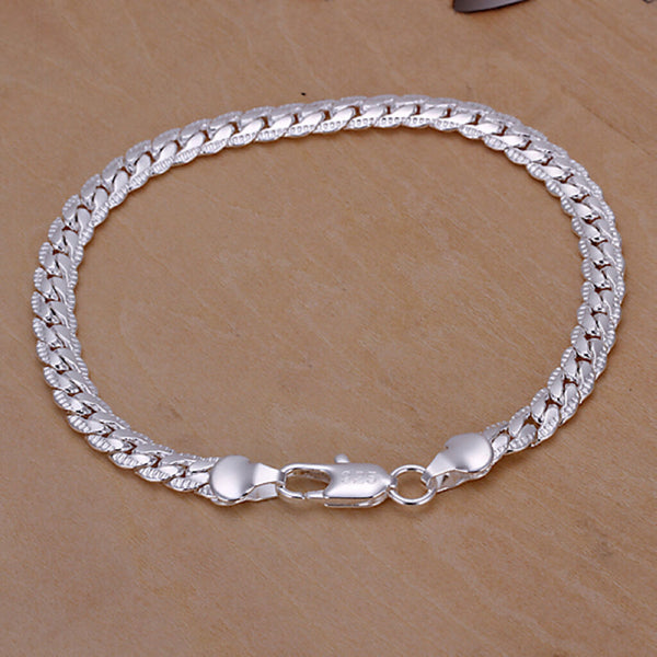 Women Sterling Silver Plated Link Snake Cahin Bracelet 8 Inches 6MM Lobster L61