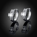 Sterling Silver Plated  Earrings Clip On AAA Zirconia Push Back .68" L416