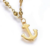 304 Stainless Steel Charm Bracelet Lobster Anchor Gold 8.2" 3mm  A85