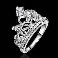 Sterling Silver Plated Fashion Ring AAA Zirconia Women Crown B376