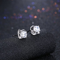 Sterling Silver Earrings  Stud AAA Zirconia  Push Back Clasp L751