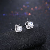 Sterling Silver Earrings  Stud AAA Zirconia  Push Back Clasp L751