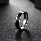 Stainless Steel Band Wedding Ring Black Men's Unisex B429