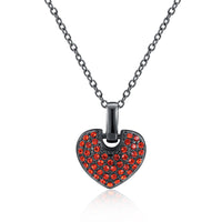 Platinum Plated Gunmetal Plated Necklace Women's Pendant Heart  AAA Zirconia B355