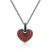 Platinum Plated Gunmetal Plated Necklace Women's Pendant Heart  AAA Zirconia B355