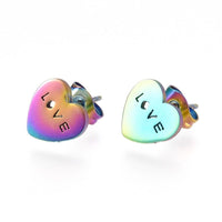 Stainless Steel Stud Earrings Earring Backs Heart Love Valentine's Day A168