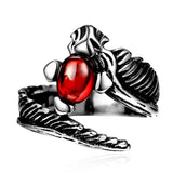 Stainless Steel Antique Gothic Biker Tribal Ring Black Red Men's Unisex B230