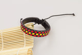 PU Leather Handmade Bracelet Mens  Unisex  Wrap Tribal H191