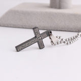 316L Stainless Steel Pendant 0.6412X1.1304 Inch Cross Black Necklace 22" B99