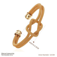 Gold Plated Bangle Cuff Adjustable Size 17.6MM No Clasp  L102-8