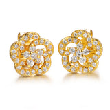 Gold Plated Earring  Flower  AAA Cubic Zirconia Women's G206