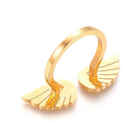 304 Stainless Steel Finger Rings Cuff Rings Wing Gold Size 7 17mm  A26