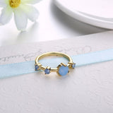 Brass Finger Rings with Opalite Size 9 Gold 18.9mm  P676