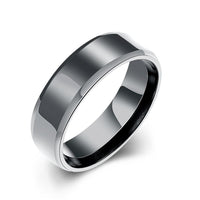 Stainless Steel Band Wedding Ring Black Men's Unisex B427