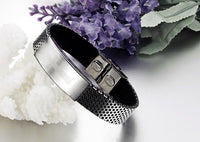 Unisex Men Women's Stainless Steel Black Rubber Bracelet 8" G11