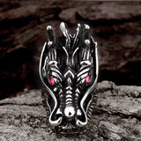 Stainless Steel e Gothic Biker Tribal Ring Black Red Men's Unisex Dragon B210