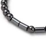 Adjustable Non-magnetic Hematite Necklace Beads Morse Code Word Luck 30.7" P685