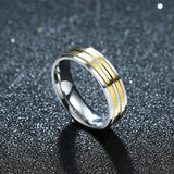 Stainless Steel Band Fashion Wedding Ring Yellow Gold Men's Unisex B469