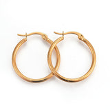 304 Stainless Steel Hoop Earrings Textured Gold 27.5x25.5x2mm P148