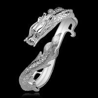 Sterling Silver Plated Bracelet Dragon Animal Adjustable 16MM No Clasp L221