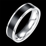 Stainless Steel Band Wedding Ring Black Men's Unisex B429