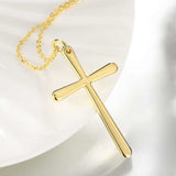 Yellow Gold Plated Necklace Women's Pendant Cross 20 Inches 1MM Lobster B139