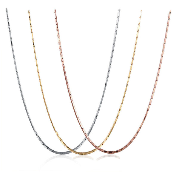 Rose Yellow Gold Silver Plated Necklace Chain 18 Inches 1MM Lobster Clasp B306