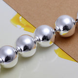 Unisex Sterling Silver Plated Bracelet Beads Balls Size 8 Inches 14MM Lobster  L36