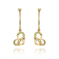 Gold Plated Earrings Drop Dangle AAA Zirconia French Clip Heart .64" L300