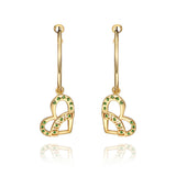 Gold Plated Earrings Drop Dangle AAA Zirconia French Clip Heart .64" L300