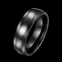 Stainless Steel Band Wedding Ring Black Men's Unisex B451