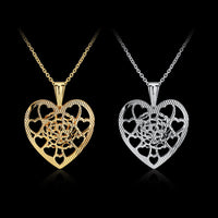 Yellow Gold Platinum Plated Necklace Women's Pendant Heart Lobster Clasp B281