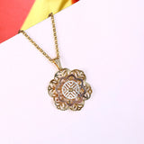 Yellow Rose Gold  Plated Necklace Pendant Flower Drop 19 Inches 1MM Lobster B236