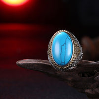 Yellow Gold Platinum Plated Halo Ring Kallaite Stone Blue B514