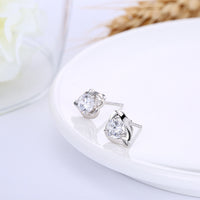 Sterling Silver Earrings  Stud AAA Zirconia  Push Back Clasp L738