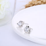 Sterling Silver Earrings  Stud AAA Zirconia  Push Back Clasp L738