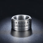 Stainless Steel Band Fashion Wedding Ring Black Men's Unisex Numbers B473
