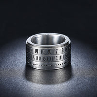 Stainless Steel Band Fashion Wedding Ring Black Men's Unisex Numbers B473