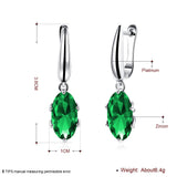 Platinum Plated Earrings Drop Dangle AAA Zirconia Green Latch Back Clasp L580